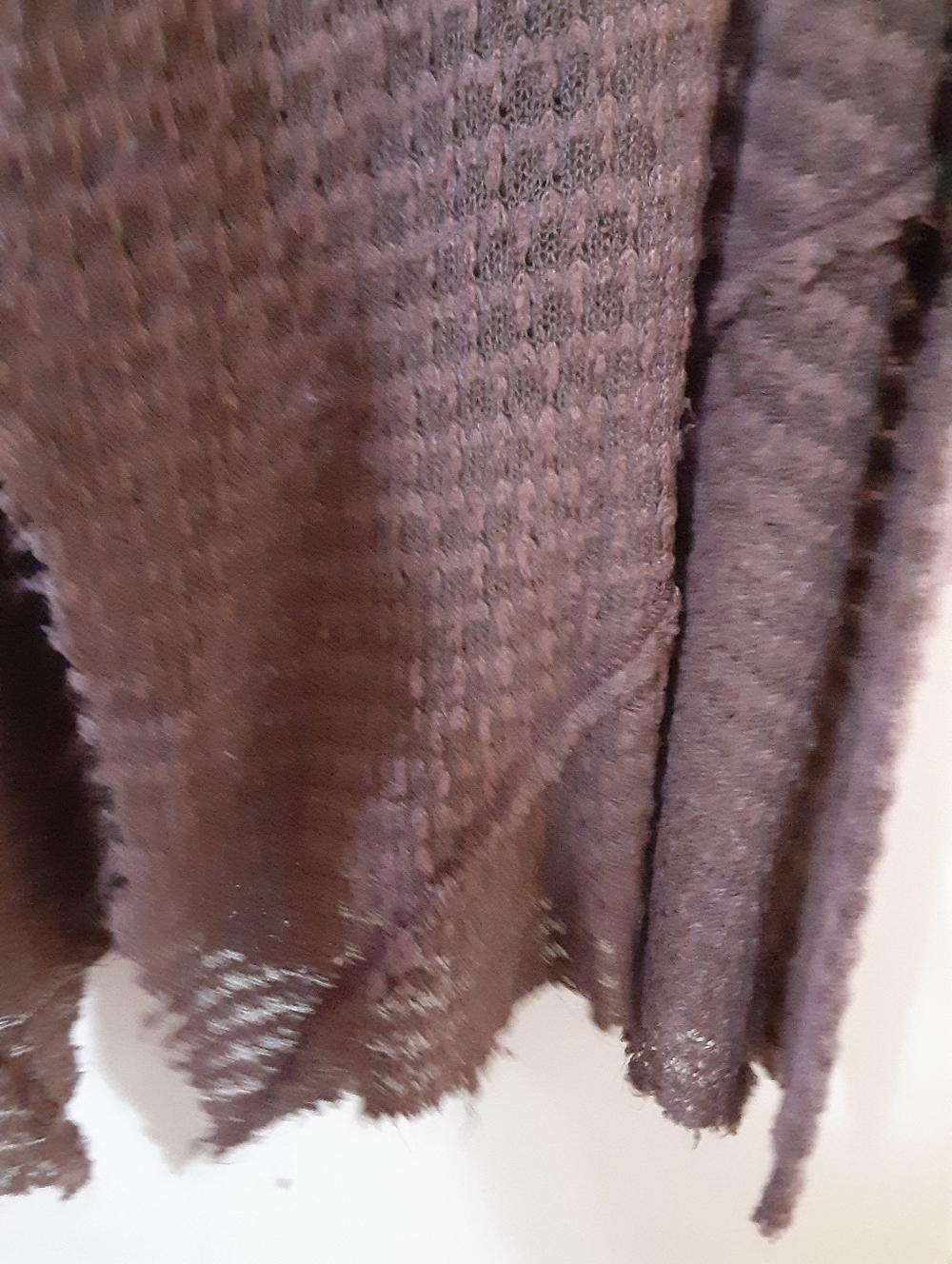 Boho Textured Raw Hem Cardigan Top Merlot Lace Cuff Free People Vibe - Picture 8 of 10